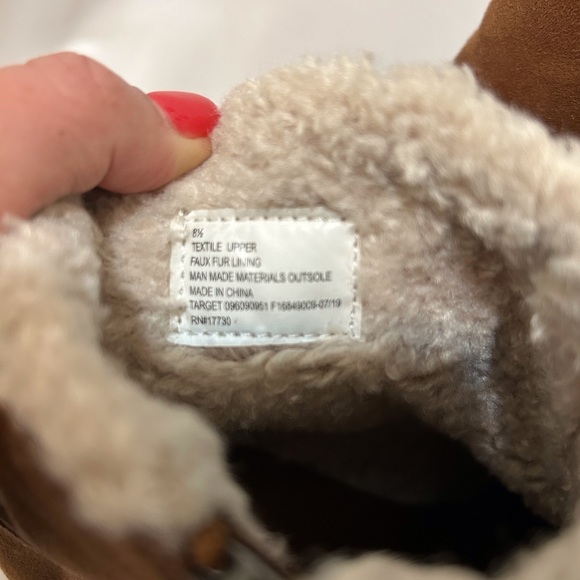Women’s a new day Tan Suede Zipper Boots - Faux Fur lined - size 8.5 - Picture 6 of 7